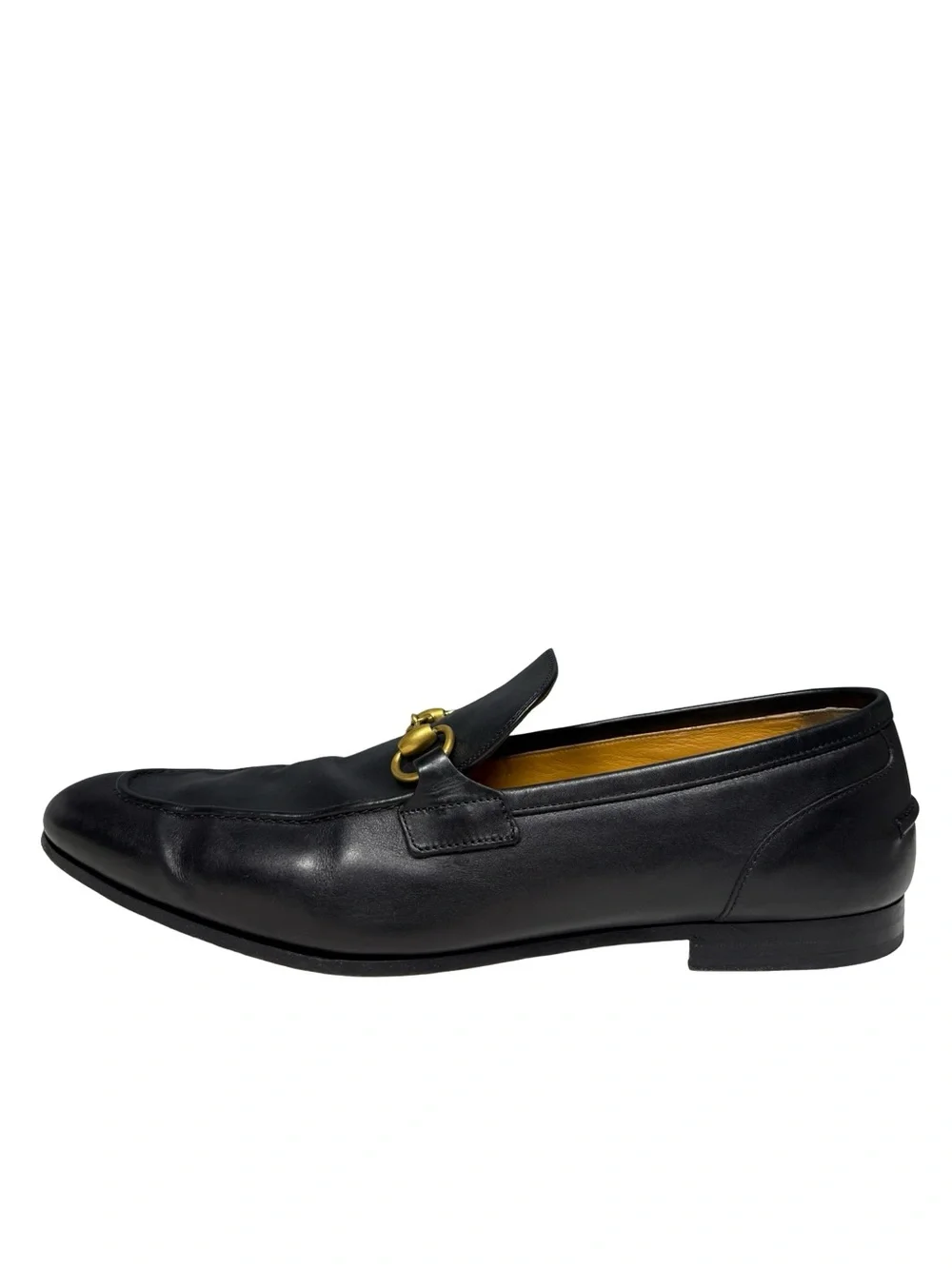 Gucci Jordaan Black Leather Horsebit Loafers Mens 10.5 Designer Luxury Italian